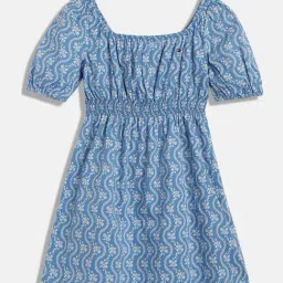 TOMMY HILFIGER Girls Blue Organic Cotton Printed Dress-image-2