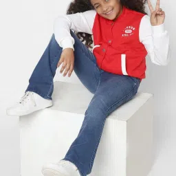 KIDS ONLY True Red Color Block Full Sleeves Jacket image 5