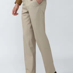 Van Heusen Beige Slim Fit Checks Trousers image 3