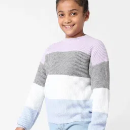 KIDS ONLY Multicolor Color Block Full Sleeves Pullover image 3