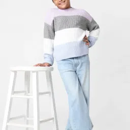KIDS ONLY Multicolor Color Block Full Sleeves Pullover image 5
