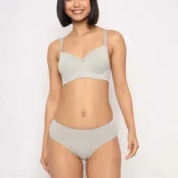 Clovia Grey Regular Fit Bra Panty Set-picture-15
