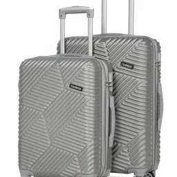 Teakwood Leathers Silver Geometric Medium Hard Sided Checked Luggage Set of 2 - 55, 65cm-picture-11