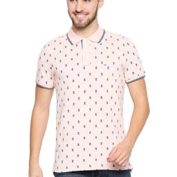 Basics Gossamer Pink Cotton Muscle Fit Printed Polo T-Shirt-picture-45