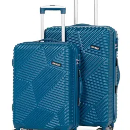 Teakwood Leathers Navy Blue Geometric Medium Hard Sided Checked Luggage Set of 2 - 55, 65cm-image-80