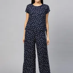 YASH GALLERY Blue Polka Dots Top Payjama Set image 1