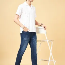 YU by Pantaloons White Cotton Regular Fit Self Pattern Shirt image 5