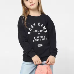 KIDS ONLY Midnight Black Printed Full Sleeves Sweatshirt image 4