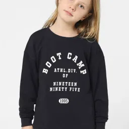 KIDS ONLY Midnight Black Printed Full Sleeves Sweatshirt image 1