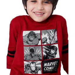 The Souled Store Kids Red & Black Cotton Printed Full Sleeves Marvel Sweatshirt image 5
