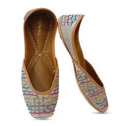 Airemora Women Embellished Mojaris with Embroidered Flats image 2