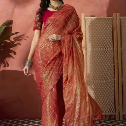Desi Fusion Woven Design Zari Saree image 3