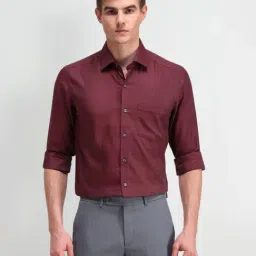 Arrow Burgundy Slim Fit Texture Shirt-picture-17