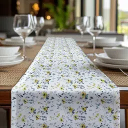 Bianca Florence Yellow & Grey Cotton Floral Runner-picture-11
