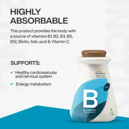 MyFitFuel B Complex with Vitamin C (90 Capsules) with 100% RDA B1, B2, B3, B5, B6, B7, B9 & B12 | Hair Growth, Energy & Immunity | Youthful Skin image 2