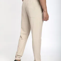 R&B Beige Cotton Regular Fit Trackpants image 2