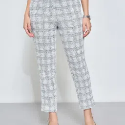 Honey By Pantaloons White Regular Fit Checked Trousers-image-91