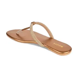 Rocia by Regal Women's Antique Gold T-Strap Sandals image 5