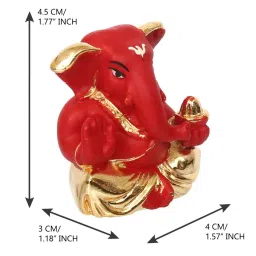 eCraftIndia Gold Plated Red Appu Ganesha Decorative Showpiece for Home/Temple/Office/Car Dashboard image 4