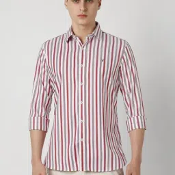 Van Heusen White Cotton Slim Fit Striped Shirt-picture-25