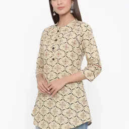 Kipek Cream Cotton Printed Kurti image 3