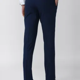 Van Heusen Navy Blue Slim Fit Checks Trousers image 2