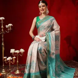 Silk Land Banarasi Kotha Digital Printed Saree with Zari Border-image-11