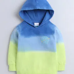 BUMZEE Green & Blue Boys Full Sleeves Cotton Hooded Sweatshirt Age - 3-6 Months image 4