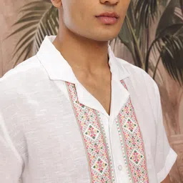 Sangria Cuban Collar Geometric Print Ethnic Shirt image 3