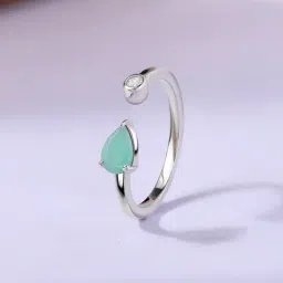 Ornate Jewels 925 Silver Green Rhodium Plated Natural Sakota Emerald Ring for Women & Girls-image-3