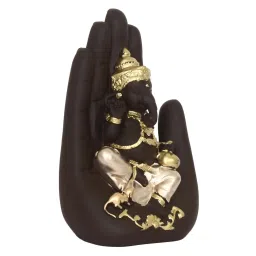 eCraftIndia Golden Handcrafted Palm Ganesha Decorative Showpiece image 5