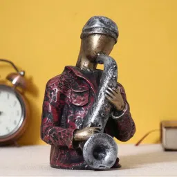 eCraftIndia Man with Hat playing Trumpet Decorative Statue image 2