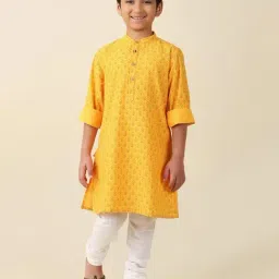 Fabindia Kids Mustard Printed Full Sleeves Kurta image 5