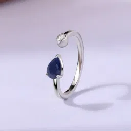 Ornate Jewels 925 Silver Blue Rhodium Plated Pear Natural Peridot Ring for Women & Girls-picture-24