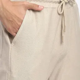 R&B Beige Cotton Regular Fit Trackpants image 4