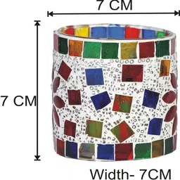 Somil Vibrant Multicolor Glass Candle Holder Add A Touch Of Magic To Diwali, Parties & Candlelight Dinners, Size-7 X 7 X 7 Cm , 9.5 X 9.5 X 7 Cm Pack OF 2 image 4