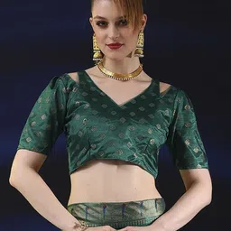 GHAN SALS Ethnic Motifs Woven Design Zari Baluchari Saree image 2