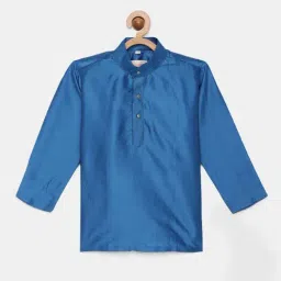 THANGAMAGAN Kids Blue Solid Full Sleeves Kurta-picture-18