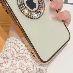 luxury kase LuxuryKase Gold Embellished LK030 iPhone 14 Plus Logo Hole Phone Case image 4