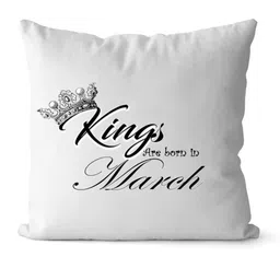 Loops n knots White & Black Kings Are Born In March Printed Pre-Filled Cushion image 4