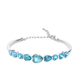 Crunchy Fashion Blue & Silver-Toned Stone-Studded Bracelet-image-14