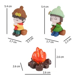 Wonderland Kids with Bonfire (Brown & Green) Miniature Toys (for Tray Garden, Fairy Garden) image 5