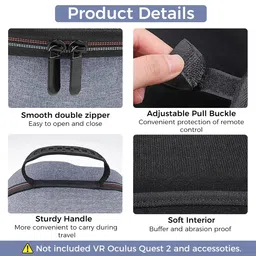 shop360.in ; it revolves around you Ethylene Vinyl Acetate (Eva) Hard Carrying Case For Meta Quest 3/Meta Quest 2/Meta Quest Pro Virtual Protectio Compatible With Original Official Elite Head Strap, Grey image 4