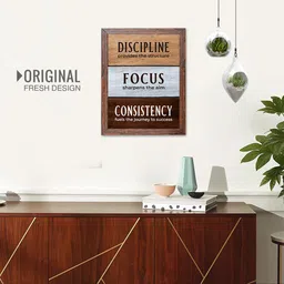 chaka chaundh Discipline photo frames for wall - motivational quotes frames - poster with frame - Disciplineposter for wall - Quotes wall frames - (14 X 11 inches) (Discipline provides the structure - wood) image 2