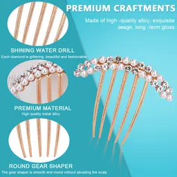 palay PALAY® 3 Pcs Pearl Claw Hair Clips Side Comb Rhinestone French Hairpins Metal Decorative Hair Bun Clips Hair Accessories for Women Girls Gift image 3