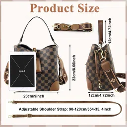 palay Cross Body Bag Purses For Women - Pu Leather Crossbody Bucket Bag With Two Adjustable Shoulder Strap, dark brown image 2