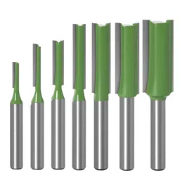 serplex Serplex® 7PCS 1/4" Shank Tungsten Carbide Double&Single Flute Straight Dado Router Drill Bit Set Carpenter Tools For Wood Work, 3/4/5/6/8/10/12mm Cutting Diameter Trimming Cutter for Woodworking image 1