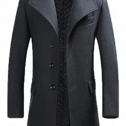 fashinty Men's Classical France Style Business Formal Warm Wool Coat #00001 image 1