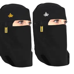 crench creation Women's Fidoush Fabric fashion Nosepiece One Layer Saudi Niqab for Muslim WomenGirl (C-F-105056_Black) image 1