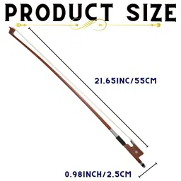 Imaginea Violin Bow with Rosin for Bow Hairs Included - Ebony Frog - Well Balanced - Light Weight - Mongolian Horse Hair image 2